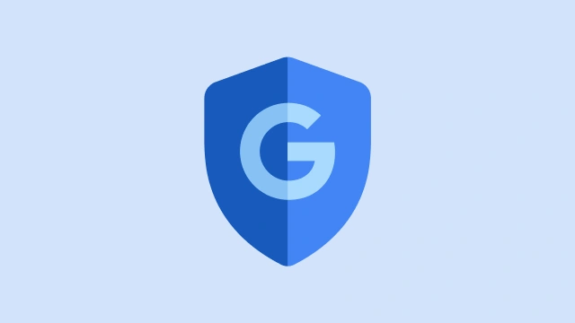 一个双色调的蓝色盾牌，中间有一个字母 G。